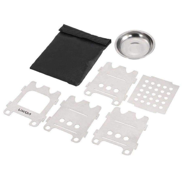 Planet Gates M Folding Wood Stove Outdoor Camping Stove with Alcohol Tray Ultralight Stainless Steel Pocket Burner for Picnic Hiking