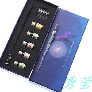 Planet Gates M Rainbow Glass Pen Dip pen Gift Set Starry sky Color ink Pen Creative Writing Tools Pluma Estilografica