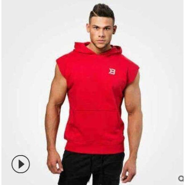 Planet Gates M / red Fitness Bodybuilding  Sweatshirts Sports GYM Gyms Hoody Short Sleeve  Sweatshirt Training Tops   Jackets Clothes