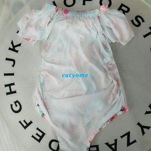 Swimwear Women Off Shoulder Floral Pregnancy Swimsuit Suits Beachwear Bikini Bathing Clothing For Pregnant Bodysuits
