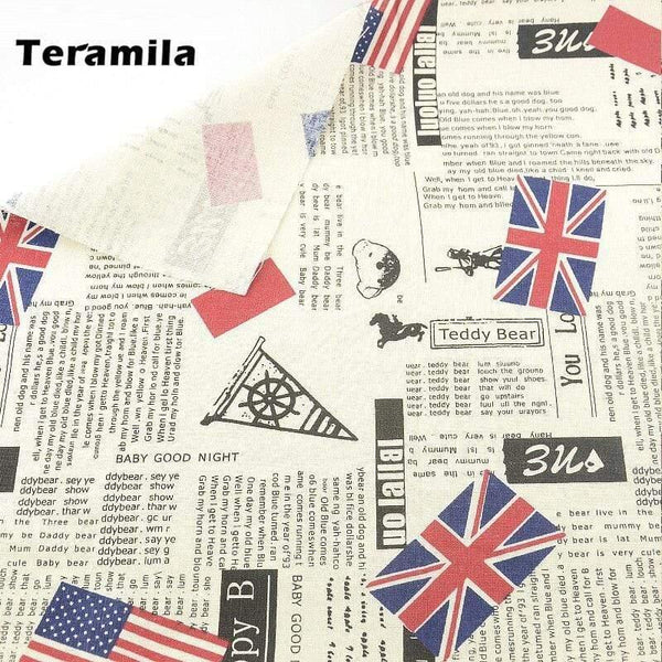 Planet Gates M044-2 / 45cm x 45cm Sewing Material Tissu Cartoon Drawing Tablecloth Pillow Bag Curtain Cushion TERAMILA Home Textile Cotton Linen Fabric