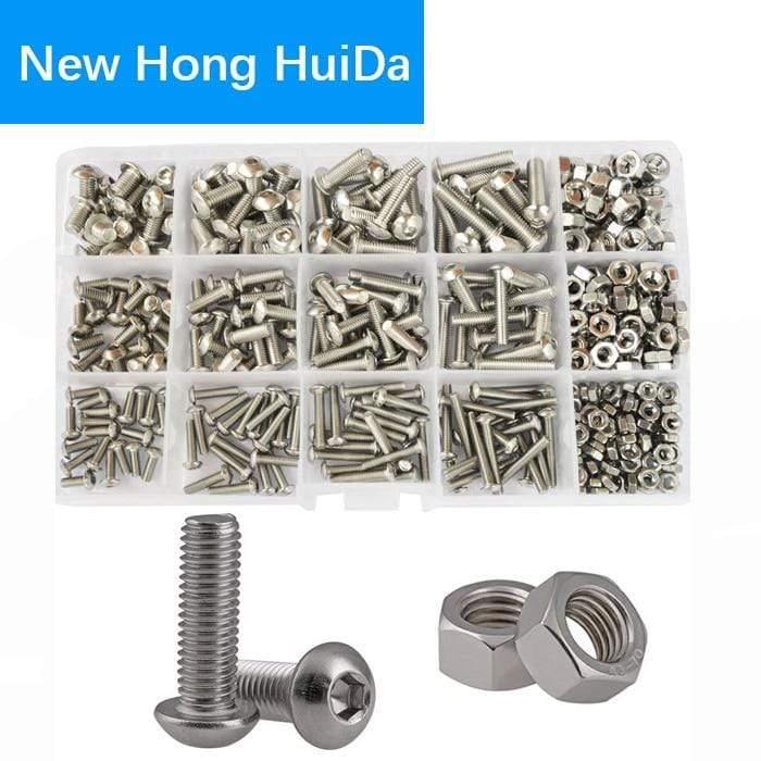 M2 M3 M4 M5 M6 Hex Button Socket Head Cap Screw Nut Hexagon Metric Thread Machine Bolt Assortment Kit Set 304 Stainless Steel
