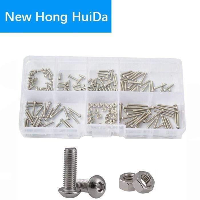 M2 M3 M4 M5 M6 Hex Button Socket Head Cap Screw Nut Hexagon Metric Thread Machine Bolt Assortment Kit Set 304 Stainless Steel