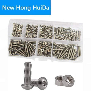 M2 M3 M4 M5 M6 Hex Button Socket Head Cap Screw Nut Hexagon Metric Thread Machine Bolt Assortment Kit Set 304 Stainless Steel