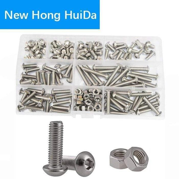 M2 M3 M4 M5 M6 Hex Button Socket Head Cap Screw Nut Hexagon Metric Thread Machine Bolt Assortment Kit Set 304 Stainless Steel