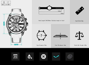 Planet Gates M2063Black-1 Men's Chronograph Analog Quartz Watch with Date, Luminous Hands, Waterproof Silicone Rubber Strap Wristswatch for Man