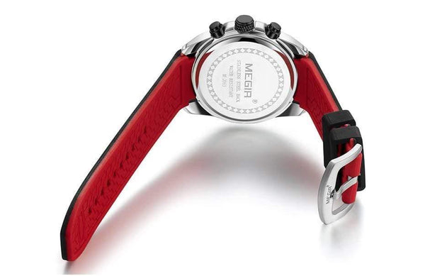 Planet Gates M2063Black-1 Men's Chronograph Analog Quartz Watch with Date, Luminous Hands, Waterproof Silicone Rubber Strap Wristswatch for Man