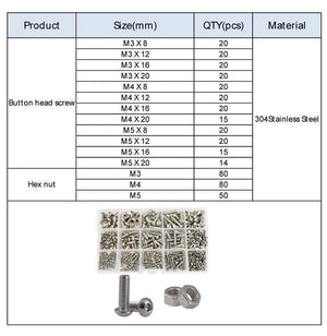 M2 M3 M4 M5 M6 Hex Button Socket Head Cap Screw Nut Hexagon Metric Thread Machine Bolt Assortment Kit Set 304 Stainless Steel