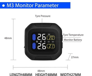 Planet Gates M3 Wireless Motorcycle TPMS Tire Pressure Monitoring System TPMS Motorcycle Tire Pressure Sensor Universal 2 External Sensors