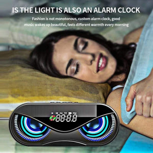 Planet Gates M6 Cool Owl Design Bluetooth Speaker LED Flash Wireless Loudspeaker FM Radio Alarm Clock TF Card Support Select Songs By Number (Black)
