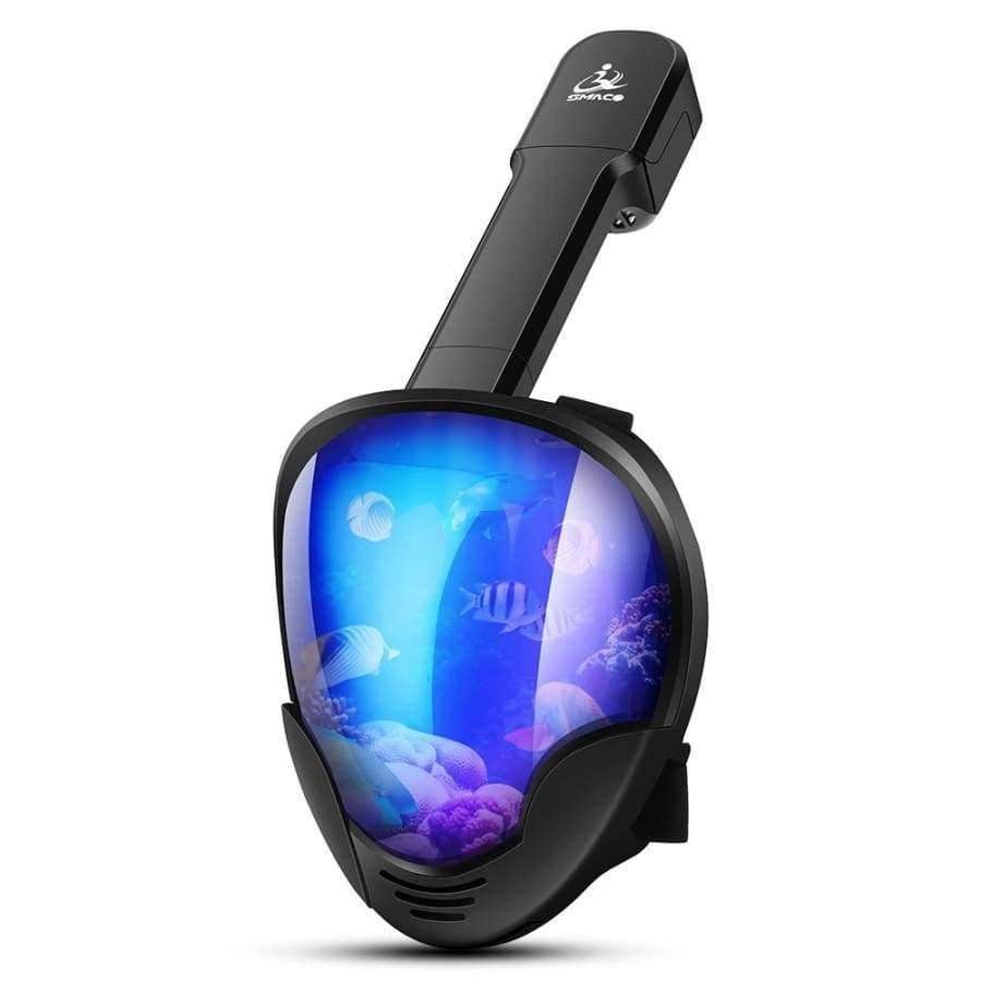 Planet Gates M8018 Black / S/M Snorkeling Masks Panoramic View Anti-fog Anti-Leak Swimming Snorkel Scuba Underwater Diving Mask GoPro Compatible