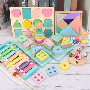 Planet Gates Macaron Montessori Wooden 3D Toys Childhood Learning Parent Child Baby Magination Intellectual Educational Toy for Kids Gift
