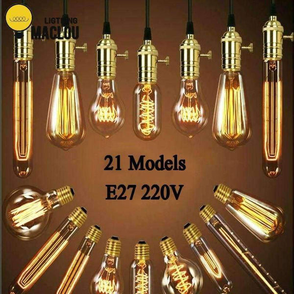 Planet Gates MACLOU Vintage Edison Bulb E27 220V Retro Lamp 40WAmpoule Vintage Light Bulb Edison Lamp Incandescent Light Filament Edison Bulb