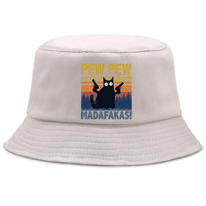 Planet Gates Madafakas Black Cat Bucket Caps Women Street Beach Sun Hat Hip Hop Casual Fisherman Hats Men Outdoor Summer Panama Cap