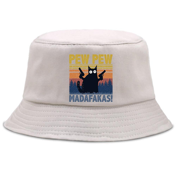 Planet Gates Madafakas Black Cat Bucket Caps Women Street Beach Sun Hat Hip Hop Casual Fisherman Hats Men Outdoor Summer Panama Cap