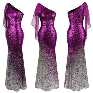 Planet Gates Magenta / 12 / China Angel-fashions Long Evening Dress Vintage Sequin Gradient Mermaid Dresses Blue 286