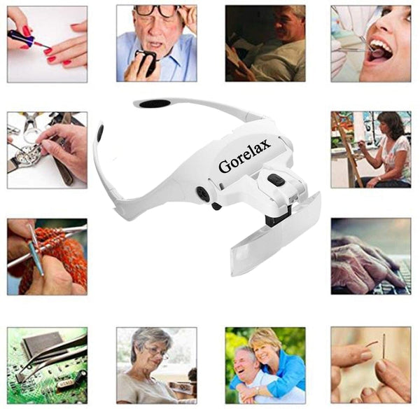 Planet Gates Magnifying Glasses LED Light Lamp Head Loupe Jeweler Headband Magnifier Eye Glasses Optical Glass Tool Repair Reading Magnifier