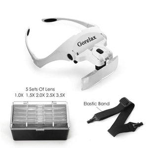 Planet Gates Magnifying Glasses LED Light Lamp Head Loupe Jeweler Headband Magnifier Eye Glasses Optical Glass Tool Repair Reading Magnifier