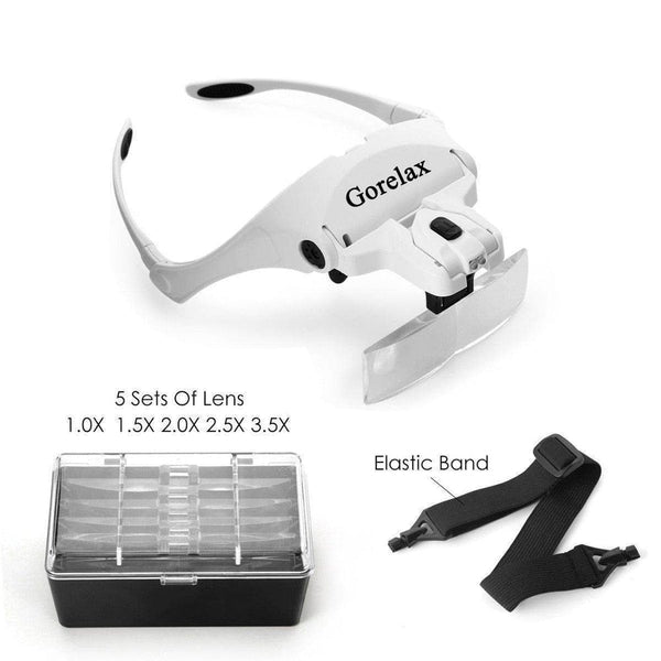 Planet Gates Magnifying Glasses LED Light Lamp Head Loupe Jeweler Headband Magnifier Eye Glasses Optical Glass Tool Repair Reading Magnifier
