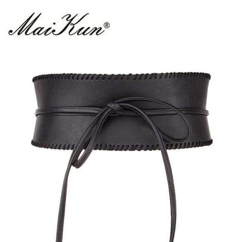 Planet Gates Maikun Wide Belts for Women Obi Style Fashion Self Tie Bowknot Female Strap PU Leather Women Belt