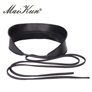 Planet Gates Maikun Wide Belts for Women Obi Style Fashion Self Tie Bowknot Female Strap PU Leather Women Belt