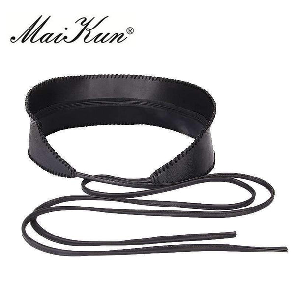 Planet Gates Maikun Wide Belts for Women Obi Style Fashion Self Tie Bowknot Female Strap PU Leather Women Belt