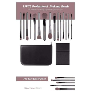 Planet Gates Makeup Brushes Sets 15PCS high quality Professional brush set with Portable Mirror cosmetic make up brushes with bag
