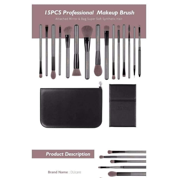 Planet Gates Makeup Brushes Sets 15PCS high quality Professional brush set with Portable Mirror cosmetic make up brushes with bag