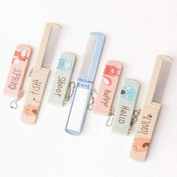 Planet Gates Makeup Comb Hair Brush Foldable Comb Anti-static Hair Combs Hairbrush Hair Care Styling Tools With Mirror