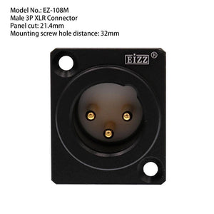 EIZZ High End 3-PIN Male Female XLR Connector MIC AMP CANNON Plug Adapter 24K Gold Plated Tellurium Copper Teflon Insulator 1PC