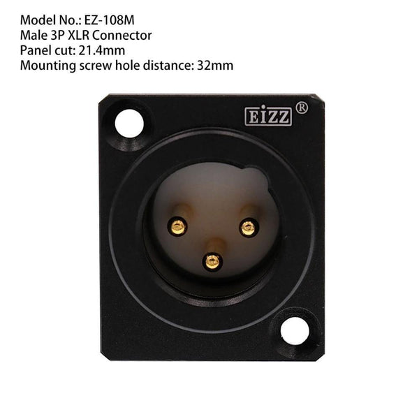 EIZZ High End 3-PIN Male Female XLR Connector MIC AMP CANNON Plug Adapter 24K Gold Plated Tellurium Copper Teflon Insulator 1PC