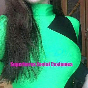 Planet Gates Male Size / XS / Shego Super Villain Kim Possible Shego Costume Female Halloween Costume Lycra Spandex Zentai Suit Shego Cosplay Costumes Custom Made