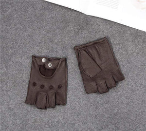 Planet Gates Man's Half Finger Gloves Breathable Non-Slip Fitness Leather Fingerless Gloves Black Camel Driving Gloves Male NAN7