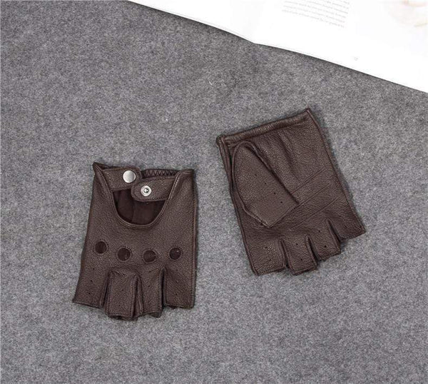 Planet Gates Man's Half Finger Gloves Breathable Non-Slip Fitness Leather Fingerless Gloves Black Camel Driving Gloves Male NAN7