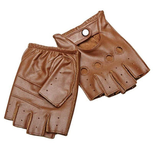 Planet Gates Man's Half Finger Gloves Breathable Non-Slip Fitness Leather Fingerless Gloves Black Camel Driving Gloves Male NAN7