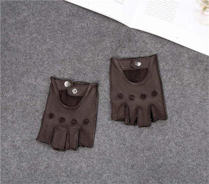 Planet Gates Man's Half Finger Gloves Breathable Non-Slip Fitness Leather Fingerless Gloves Black Camel Driving Gloves Male NAN7