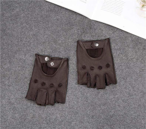 Planet Gates Man's Half Finger Gloves Breathable Non-Slip Fitness Leather Fingerless Gloves Black Camel Driving Gloves Male NAN7