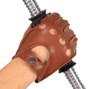 Planet Gates Man's Half Finger Gloves Breathable Non-Slip Fitness Leather Fingerless Gloves Black Camel Driving Gloves Male NAN7