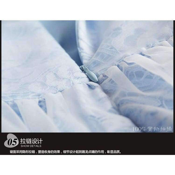 Planet Gates Mandarin Collar Dress Luxury Women Appliques Embroidery Short Sleeve Summer Lace Dress Event For Party Wedding NS416