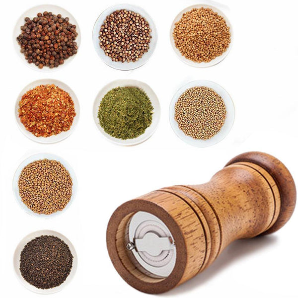 Manual Pepper Grinder Oak Wood Salt And Pepper Mill Multi-purpose Cruet 5" 8" 10" Kitchen Tool With Ceramic Grinder