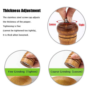 Manual Pepper Grinder Oak Wood Salt And Pepper Mill Multi-purpose Cruet 5" 8" 10" Kitchen Tool With Ceramic Grinder