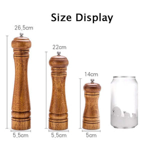 Manual Pepper Grinder Oak Wood Salt And Pepper Mill Multi-purpose Cruet 5" 8" 10" Kitchen Tool With Ceramic Grinder