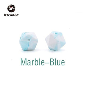 Planet Gates Marble-Blue Let's Make 10pc 14mm Silicone Beads Hexagon Bpa Free Silicone Teether Diy Teething Toy Baby Chewable Accessories Baby Teether