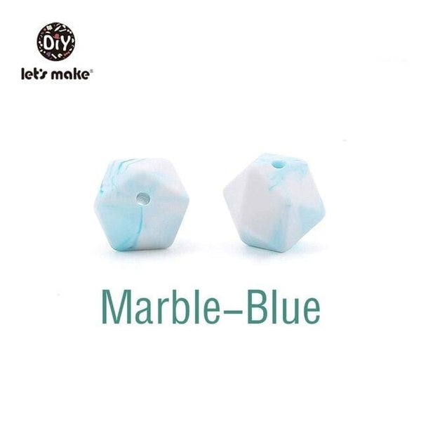 Planet Gates Marble-Blue Let's Make 10pc 14mm Silicone Beads Hexagon Bpa Free Silicone Teether Diy Teething Toy Baby Chewable Accessories Baby Teether