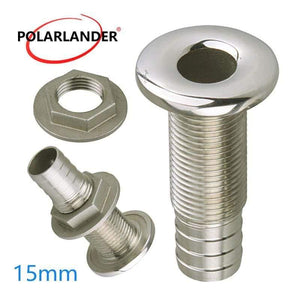 Planet Gates Marine Connector Hose Barb Stainless Steel Drain Pipe Tube 1.5cm Thru Hull Silver 316 Drain Joint Fitting For Boat Yacht  3/8"