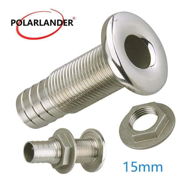 Planet Gates Marine Connector Hose Barb Stainless Steel Drain Pipe Tube 1.5cm Thru Hull Silver 316 Drain Joint Fitting For Boat Yacht  3/8"