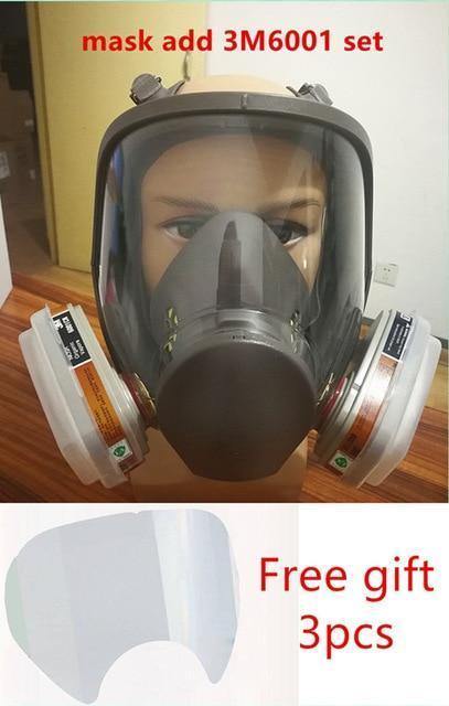 Planet Gates mask add 3M6001 set 6800 Gas Mask  7pcs suit Full Face Facepiece Respirator For Painting Spraying same 3M 6800 free shipping