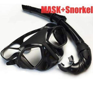 Planet Gates Mask and Snorkel Scuba diving gears and snorkel equipment Black silicone diving mask Low profile spearfishing mask flexable snorkel