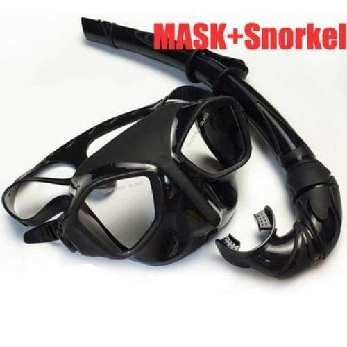 Planet Gates Mask and Snorkel Scuba diving gears and snorkel equipment Black silicone diving mask Low profile spearfishing mask flexable snorkel