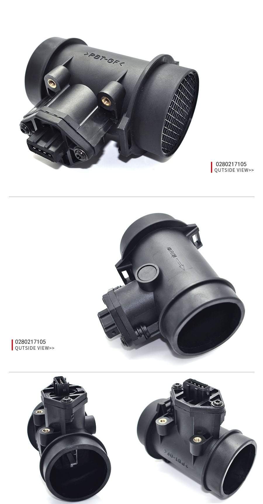 Planet Gates Mass Air Flow Meter MAF Sensor For Saab 900 II 2.0L 2.3L 2.5L Kia Sephia Spectra Carens 1.8L Sportage  0280217105 0K08013210